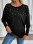 Kadın Uzun Kollu Yuvarlak Yaka Incili Viskon Bluz 2