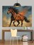 Alevli Koşan Kahverengi At Dekoratif Kanvas - Mdf Ahşap Tablo 3