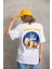 Unisex Baskılı Oversize T-Shirt - Beyaz 1