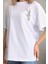 Unisex Baskılı Oversize T-Shirt - Beyaz 2
