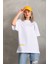 Unisex Baskılı Oversize T-Shirt - Beyaz 5
