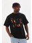 Unisex Baskılı Oversize T-Shirt - Siyah 3
