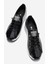 Yumuşak Tabanlı Lastik Bağcıklı Kadın Ayakkabı Siyah Rugan 5
