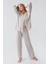 Uzun Kollu Düğmeli Esnek Viskoz Pijama Takım 18207 1