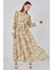 Kadın Bdart Viskon Karışımlı Düğmeli Desenli Maxi Elbise Limon Sarısı 2