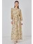 Kadın Bdart Viskon Karışımlı Düğmeli Desenli Maxi Elbise Limon Sarısı 4