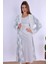 Mavi %100 Pamuk Sabahlıklı Hamile Lohusa Gecelik Takım 1