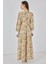 Kadın Bdart Viskon Karışımlı Düğmeli Desenli Maxi Elbise Limon Sarısı 6