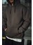 Üç Iplik Penye Kapşonlu Basic Sweatshirt - Füme 1