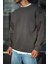 Kışlık Bisiklet Yaka Üç Iplik Basic Sweatshirt - Antrasit 1