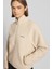 Kadın Regular Fit Yarım Fermuarlı Dik Yaka Polar Sweatshirt - Ekru 3