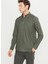 Slim Fit Düğmeli Yaka Haki Erkek Gömlek ACE020261467_HAK 3