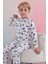 110 Erkek Çocuk Uzun Kollu Bisiklet Yaka Pijama Takım-Beyaz 1