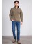 Çetinkaya Mentality 4491 Erkek Dik Yaka Yarım Fermuarlı Polar Sweatshirt Haki 3