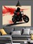 Kırmızı Motorlu Motorsikletli Adam Dekoratif Kanvas - Mdf Ahşap Tablo 1