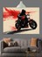 Kırmızı Motorlu Motorsikletli Adam Dekoratif Kanvas - Mdf Ahşap Tablo 2