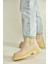 V652649009 Bej Lastik Detaylı Kalın Tabanlı Kadın Bot 3