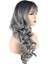 Dalgalı Perçemli Uzun Fiber Sentetik Peruk - Siyah / Gri Ombreli 3
