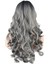 Dalgalı Perçemli Uzun Fiber Sentetik Peruk - Siyah / Gri Ombreli 5