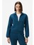Kadın Kabartma Desenli Scuba Sweatshirt - Petrol Mavisi 1