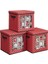 Saklama Kutuları, 3'lü Set, Katlanır Kutular, Kutu Başına 64 Küçük Bölme, Esnek Ayırma Duvarları, 30,5 x 30,5 x 30,5 Cm, Kırmızı, Kar Tanesi Desenli RFB029R01 1