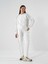 Kadın Ekru Pamuk Dokulu Oversize Sweatshirt 6