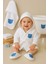 Erkek Bebek %100 Pamuklu Naturel Sevimli Aslan Bornoz Takımı 0-2 Yaş Bebek Hediyesi BBK1105 1