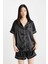 Saten Pijama Takımı Kısa Kollu Üst Esnek Belli Şort-Fall In Love D0915AX24SM 4