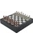 Büyük Boy Metal Klasik Satranç Tk. Antik ve Mermer Desenli Sandıklı Mdf TAHTASI(36X36 Cm.) 4