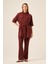 Ftz Kadın Keten Takım Bordo 31196 3