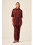 Ftz Kadın Keten Takım Bordo 31196 4