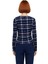 Genç Kadın Fitted Vücuda Oturan Ekose Desenli Bisiklet Yaka Uzun Kollu Üst Kaliteli Şık Rahat 3