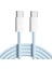Type-C USB Şarj Kablosu, 60W Hızlı Şarj, 48 Telli Örgü Kablo, 2 Metre, Mavi 1