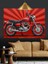 Klasik Kırmızı Motorsiklet Dekoratif Kanvas - Mdf Ahşap Tablo 4