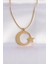 Bfs 316L Çelik Zincir Gold Renk Ay Yıldız Unisex Kolye 1