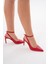 Kırmızı 8,5 cm Ince Topuklu Stiletto Ayakkabı 4