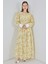 Kadın Bdart Viskon Karışımlı Düğmeli Desenli Maxi Elbise Kehribar Sarısı 2