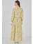 Kadın Bdart Viskon Karışımlı Düğmeli Desenli Maxi Elbise Kehribar Sarısı 6