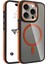 iPhone Magsafe ile Uyumlu Askeri Sınıfta Koruma Sararma Önleyici Çizilmeye Dirençli Sırt Manyetik Telefon Kılıfı (Turuncu, iPhone 14 Pro Max) 1