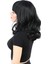 Dalgalı Perçemli Orta Boy Fiber Sentetik Peruk - Siyah 3