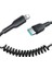 SA38-CL3 Easy-Travel Serisi 30 W Spiral Kablo Tip C Lightning Hızlı Şarj Veri Kablosu, Araç Için, 1,5 M Uzunluk, Siyah 2