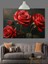 Kırmızı Kadife Güller Karanlık Dekoratif Kanvas - Mdf Ahşap Tablo 5