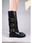 Balrog Gold Kemer Aksesuarlı Düz Çizme Siyah 1