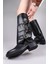 Balrog Gold Kemer Aksesuarlı Düz Çizme Siyah 2