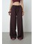 Kadın Simli Bol Paça Beli Lastikli Düz Renk Pantolon 1