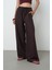 Kadın Simli Bol Paça Beli Lastikli Düz Renk Pantolon 3