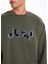 Bisiklet Yaka Baskılı Haki Erkek Sweatshırt J5WM-SWT7305 4