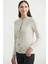 Düğmeli Oversize Angora Triko Hırka - Açık Bej 4