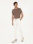 Erkek Beyaz Straight Fit Kadife Kargo Cepli %100 Pamuk Kanvas Pantolon 50294013-VR013 1