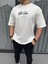 Unisex Baskılı Oversize T-Shirt - Beyaz 1